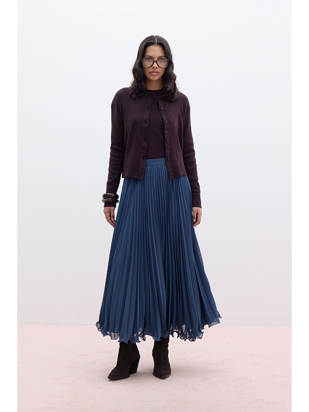 Pliseli Etek Petrol-1