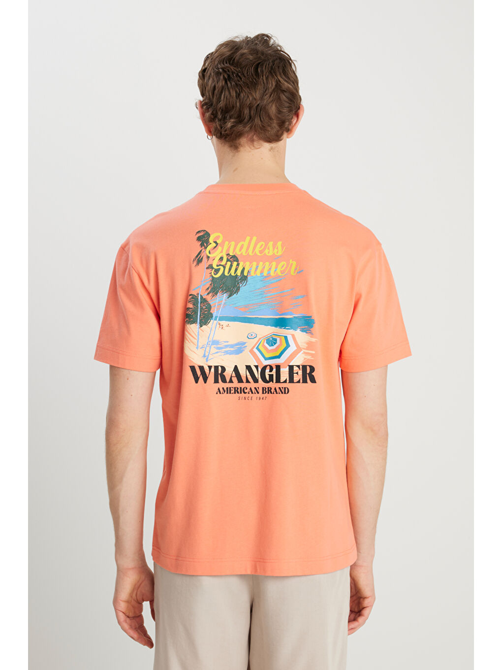 Pembe %100 Pamuk Relaxed Fit Geniş Kesim Bisiklet Yaka Mercan Rengi Tişört-4