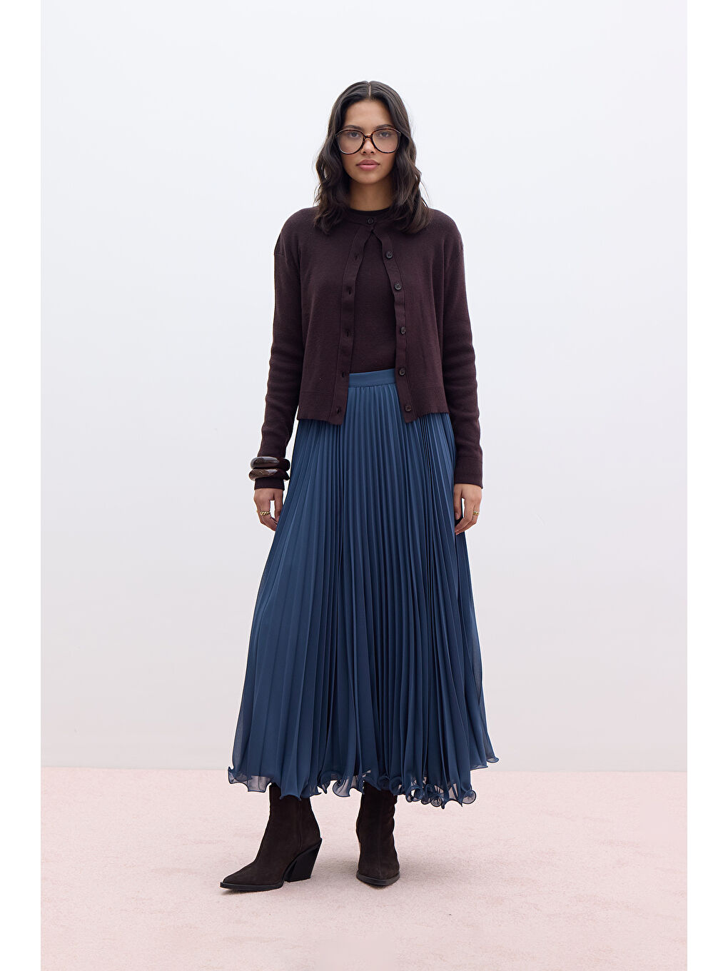 Pliseli Etek Petrol-2