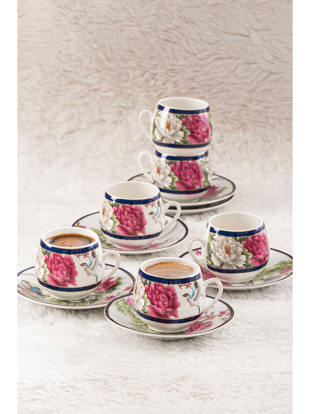 Beyaz 101767-1 Geısha 6 Kişilik Türk Kahve Fincan Takımı 100ml