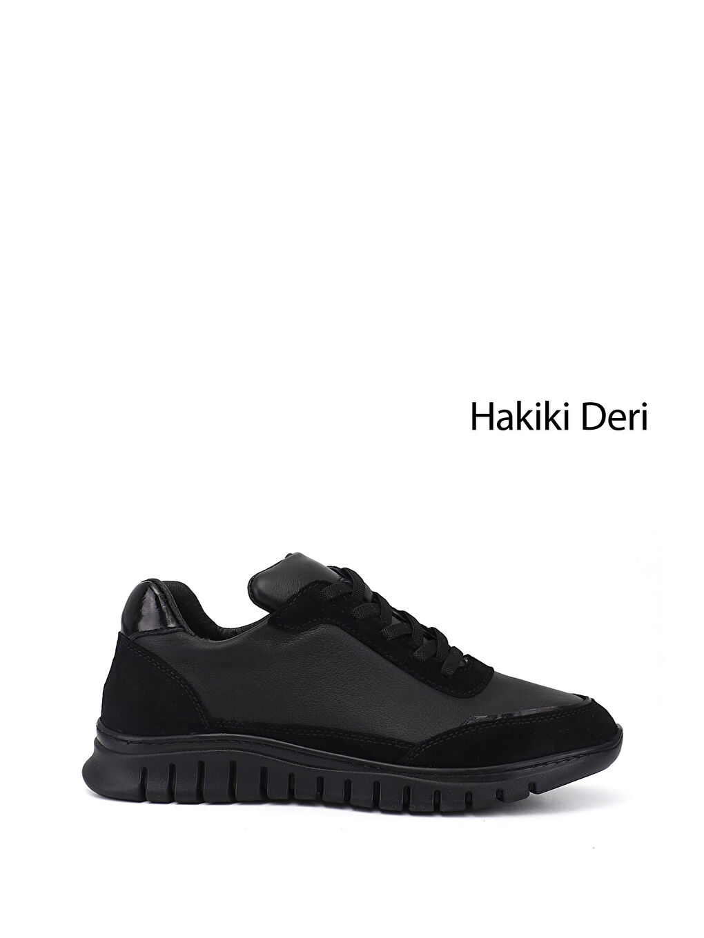 Siyah Kadın SİYAH Lastik Bağcıklı Hakiki Deri Sneaker