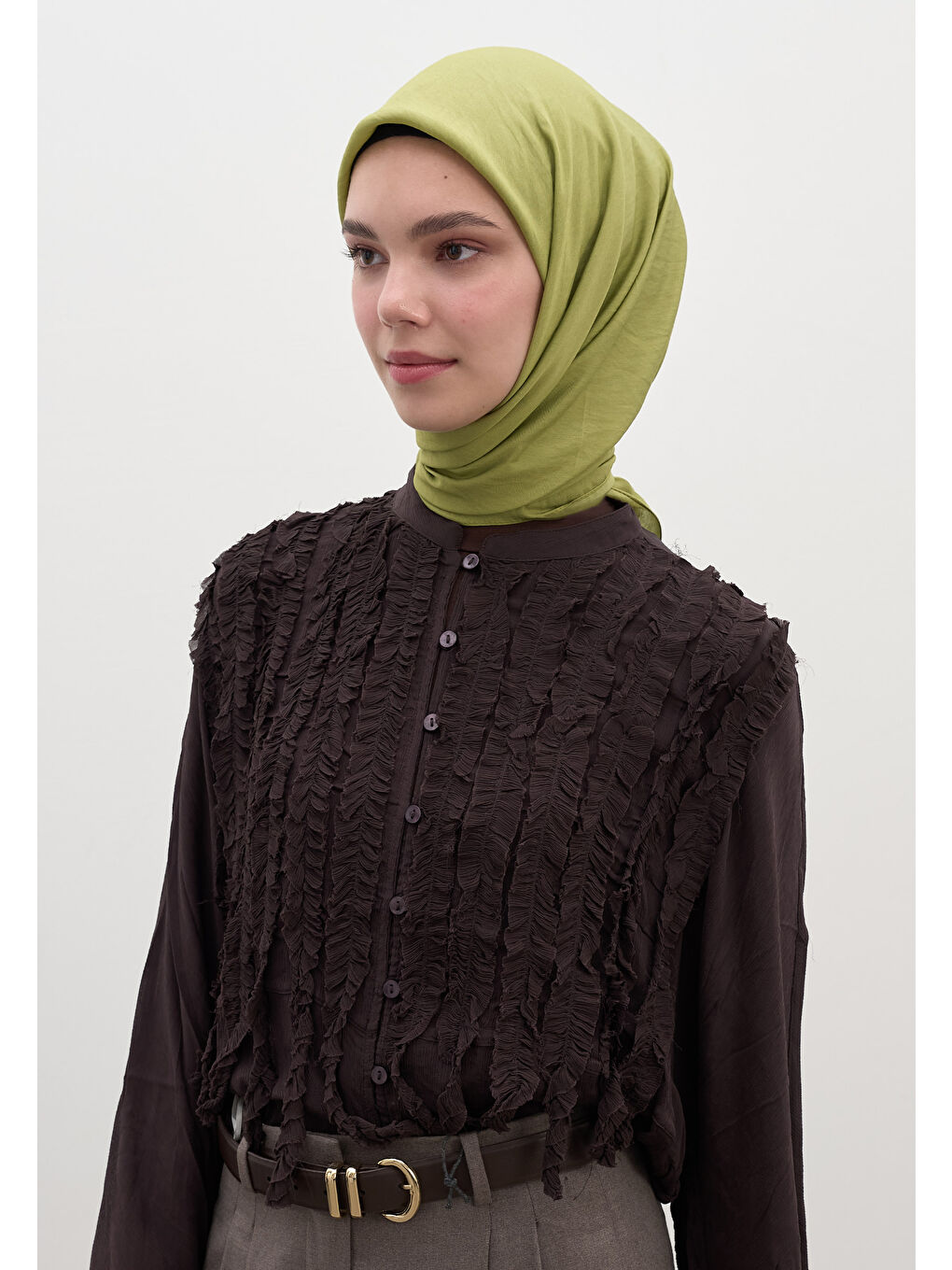 Yeşil PAMUK VİSKON EŞARP ADAÇAYI