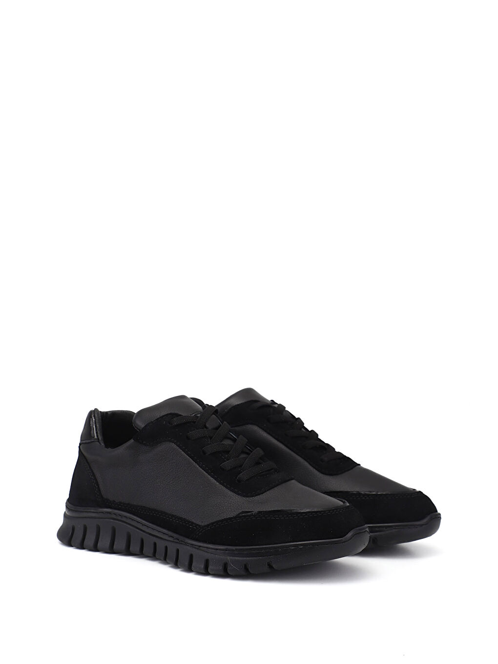 Siyah Kadın SİYAH Lastik Bağcıklı Hakiki Deri Sneaker-1