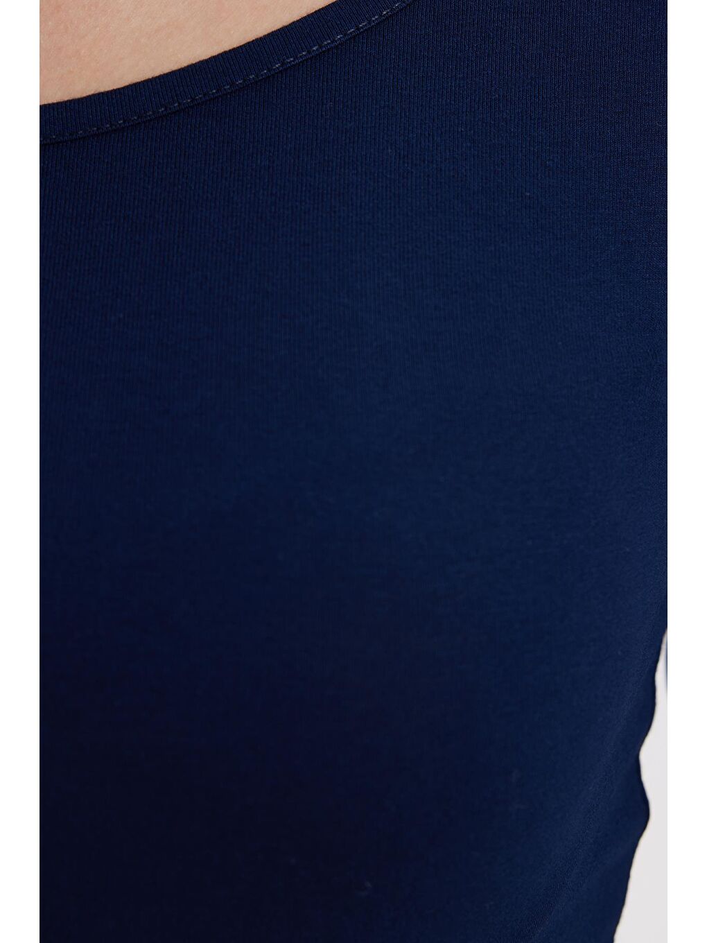 Kadın Slim Fit Dar Kesim Uzun Kollu Viskon Lacivert Bluz-5