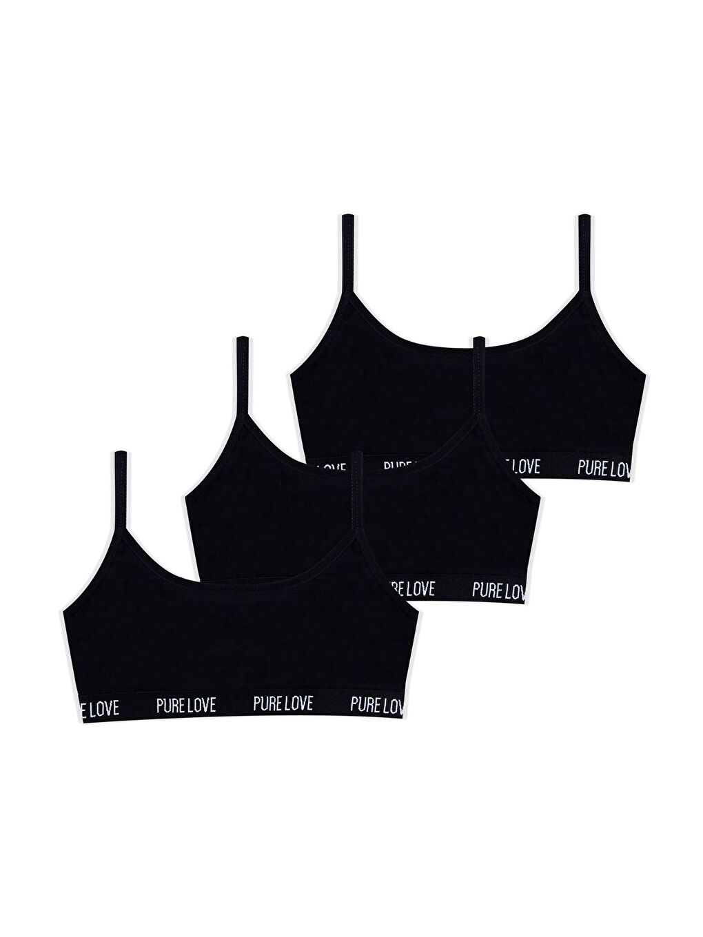 Siyah Kız Çocuk 3'lü İp Askılı Yarım Atlet