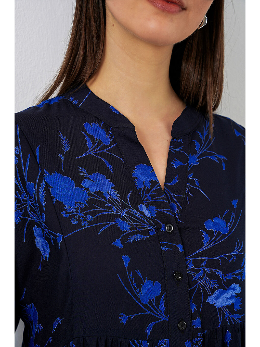 Kadın Desenli Uzun Tesettür Elbise 2585 - Siyah 9-4