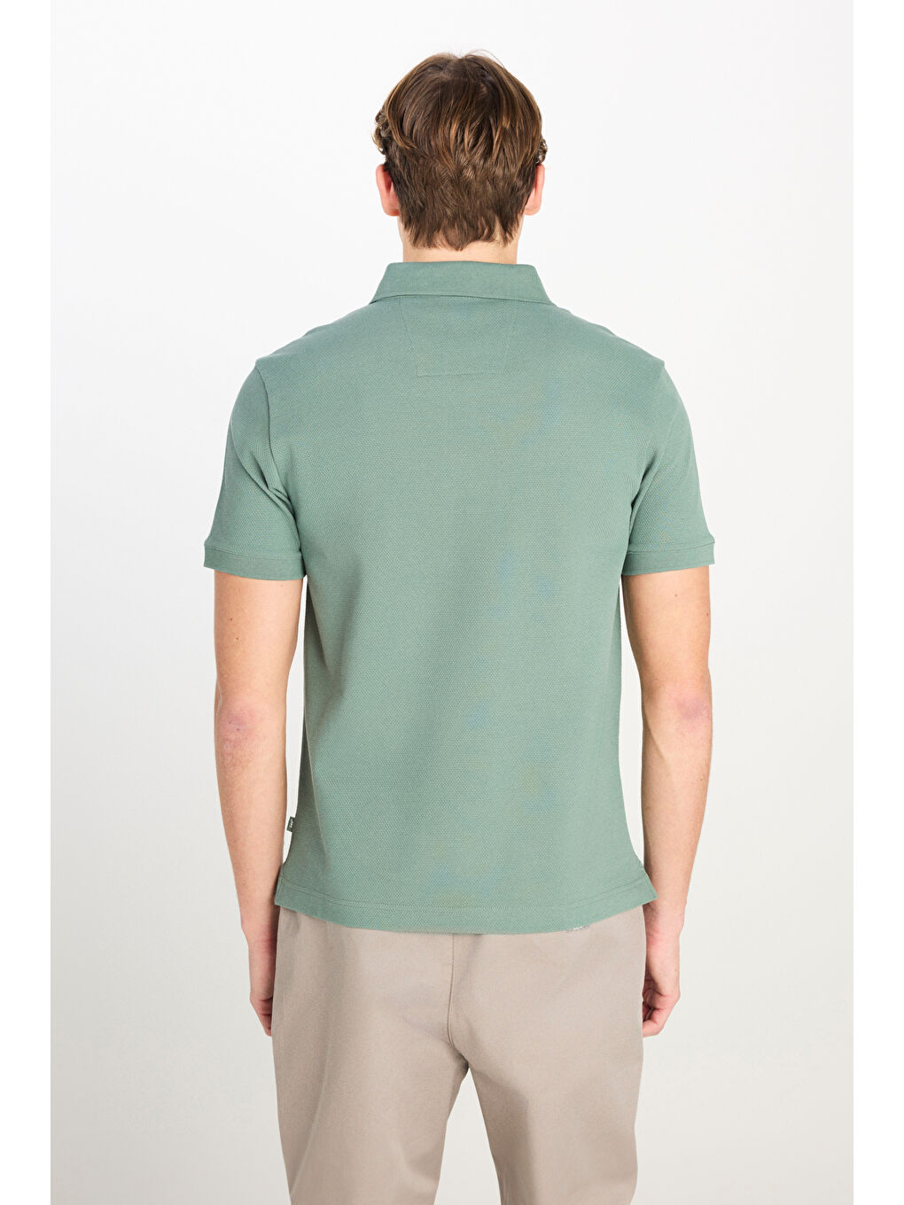 Regular Fit Normal Kesim Pamuklu Koyu Yeşil Polo Yaka Tişört-4