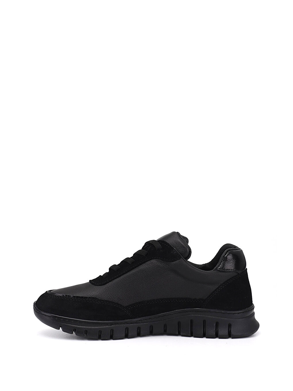 Siyah Kadın SİYAH Lastik Bağcıklı Hakiki Deri Sneaker-3