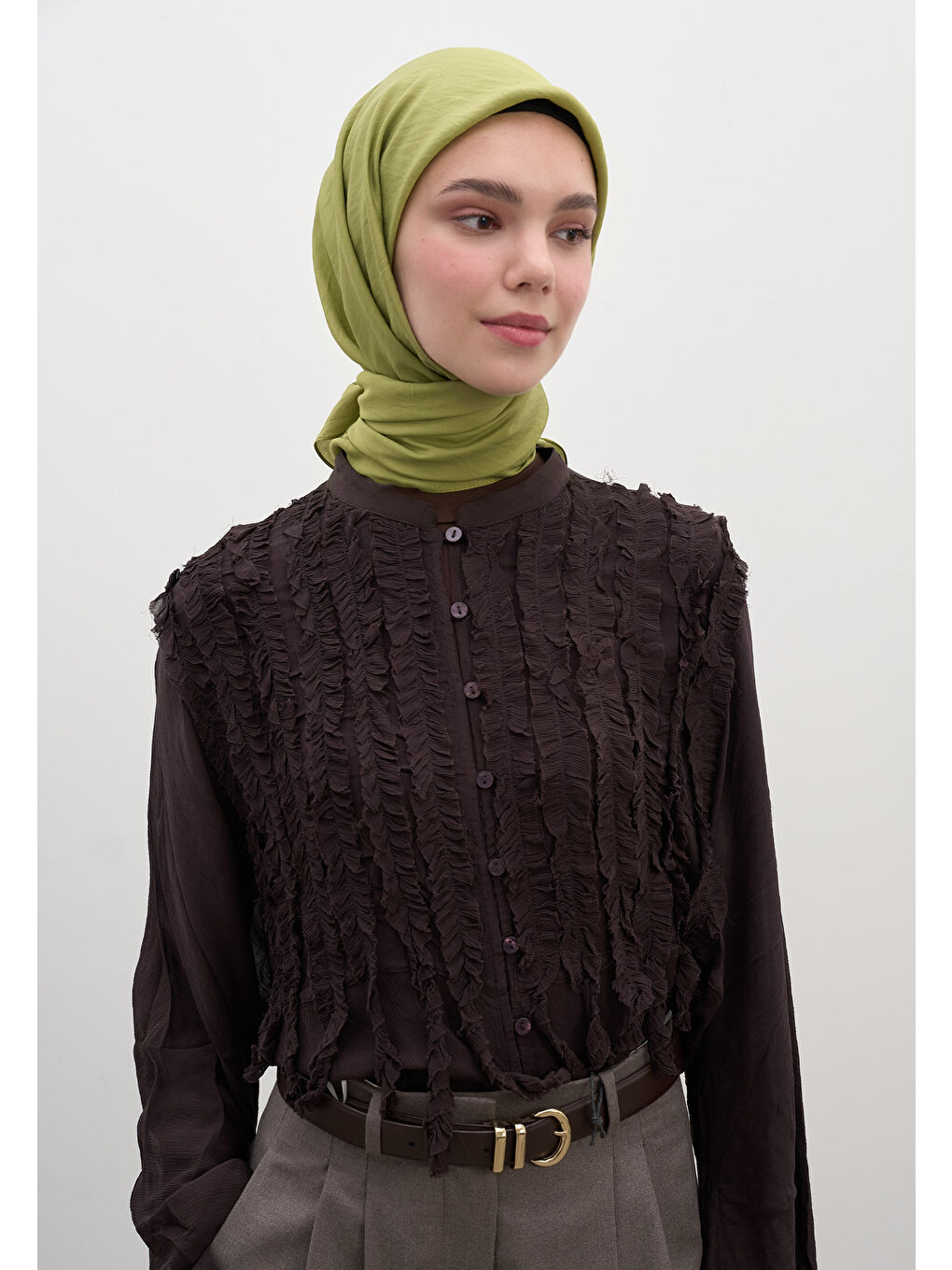 Yeşil PAMUK VİSKON EŞARP ADAÇAYI-1