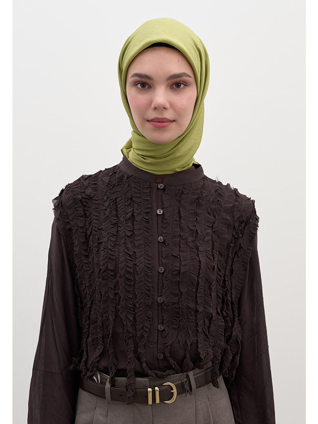 Yeşil PAMUK VİSKON EŞARP ADAÇAYI-2