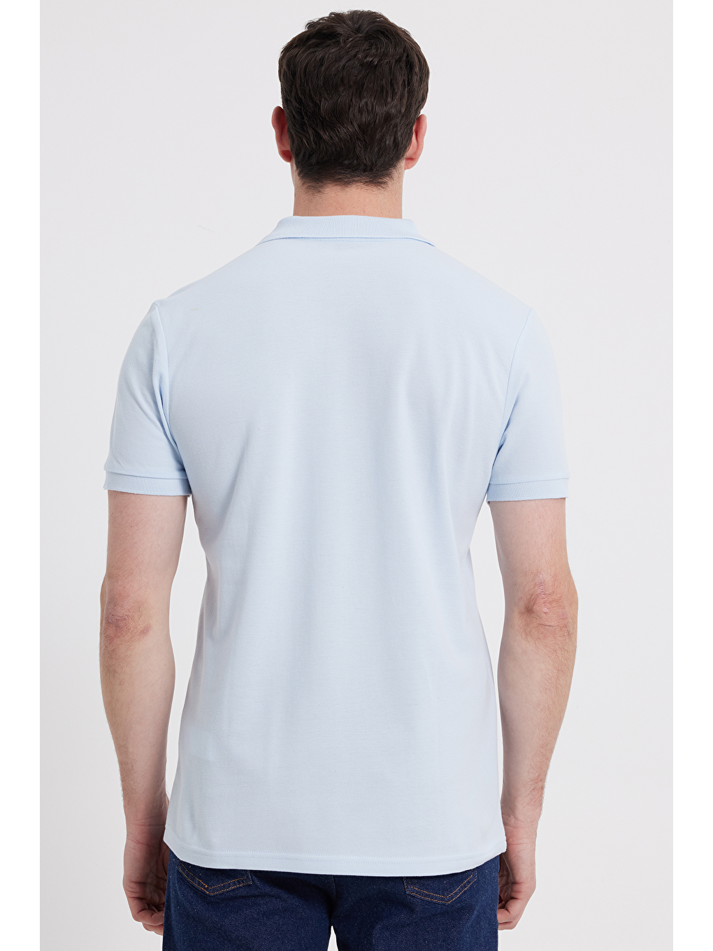 Slim Fit Dar Kesim %100 Pamuk Erkek Polo Yaka Turkuaz Tişört-6