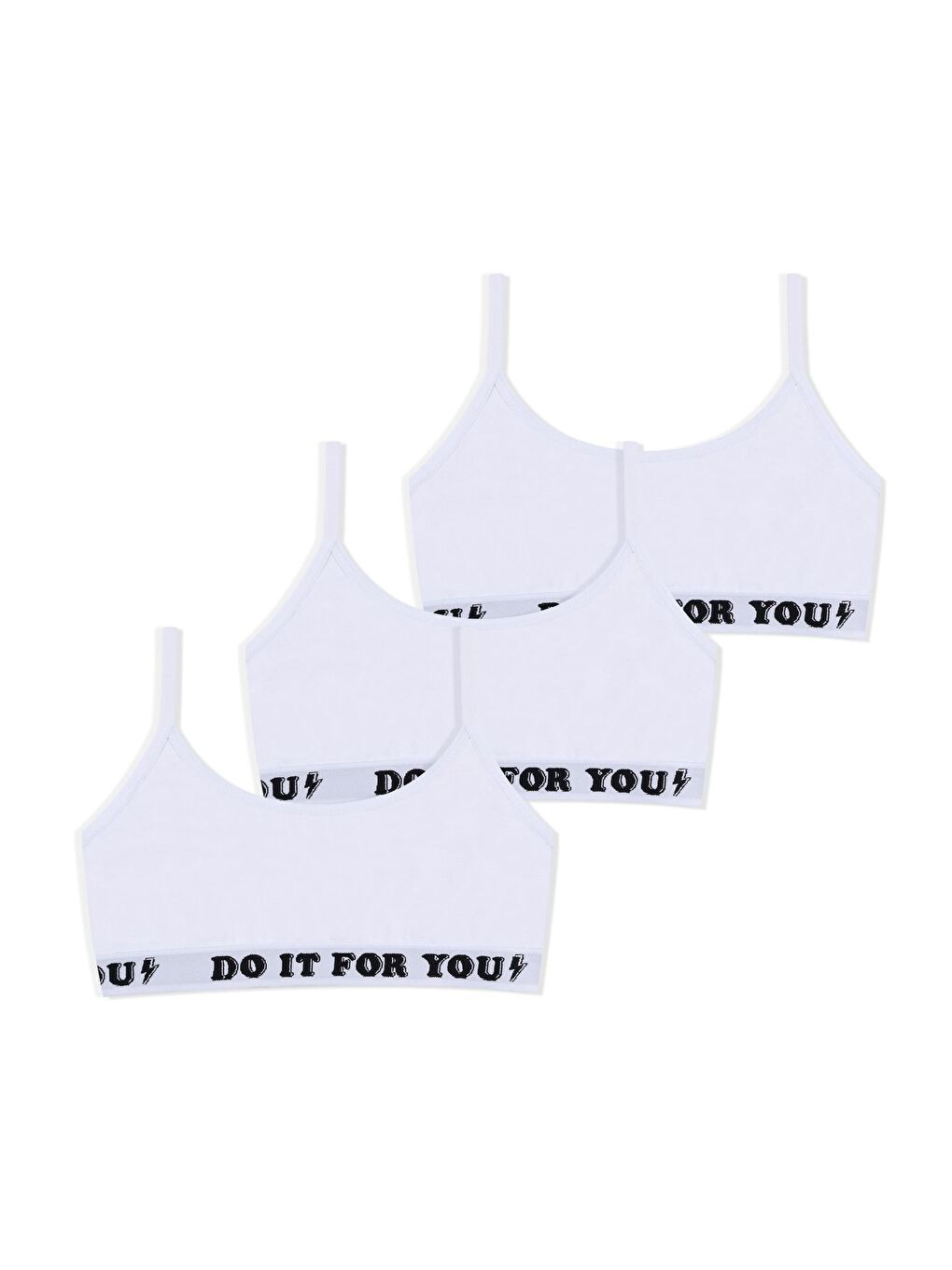 Beyaz Kız Çocuk 3'lü İp Askılı Yarım Atlet