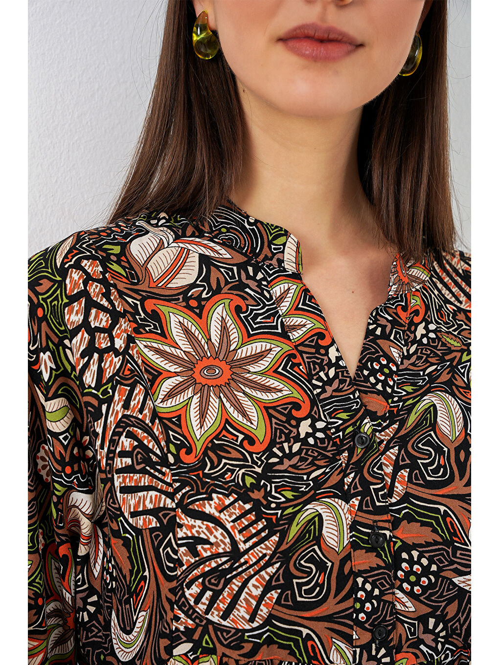 Kadın Desenli Uzun Tesettür Elbise 2585 - L. Siyah-4