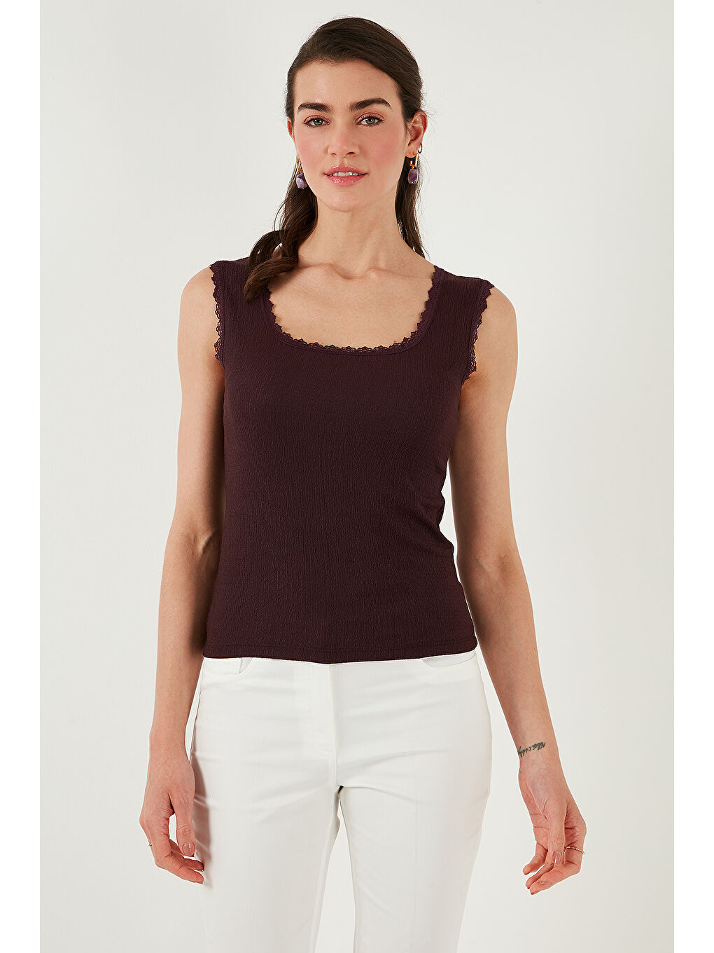 Yeşil Slim Fit Kalın Dantelli Kare Yaka Bürümcük 2'li Paket Atlet 5864979S2-2