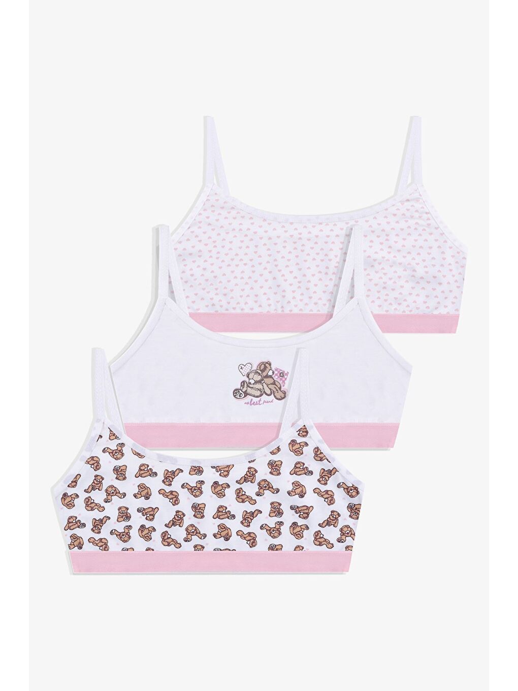 Beyaz Kız Çocuk 3'lü İp Askılı Yarım Atlet