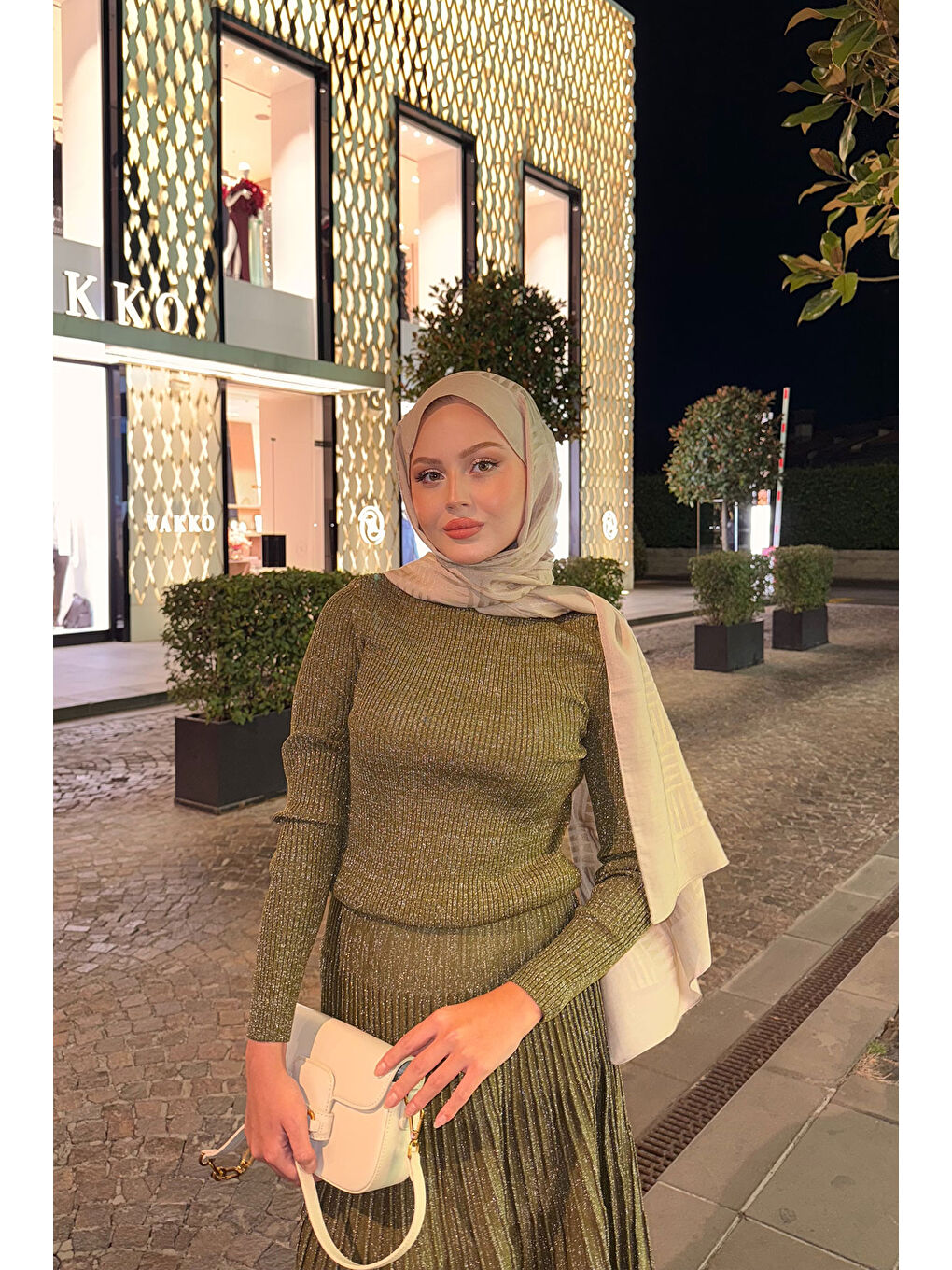 Kadın Sim Detaylı Elbise Yağ Yeşil-1