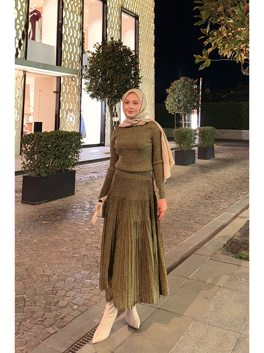 Kadın Sim Detaylı Elbise Yağ Yeşil-2