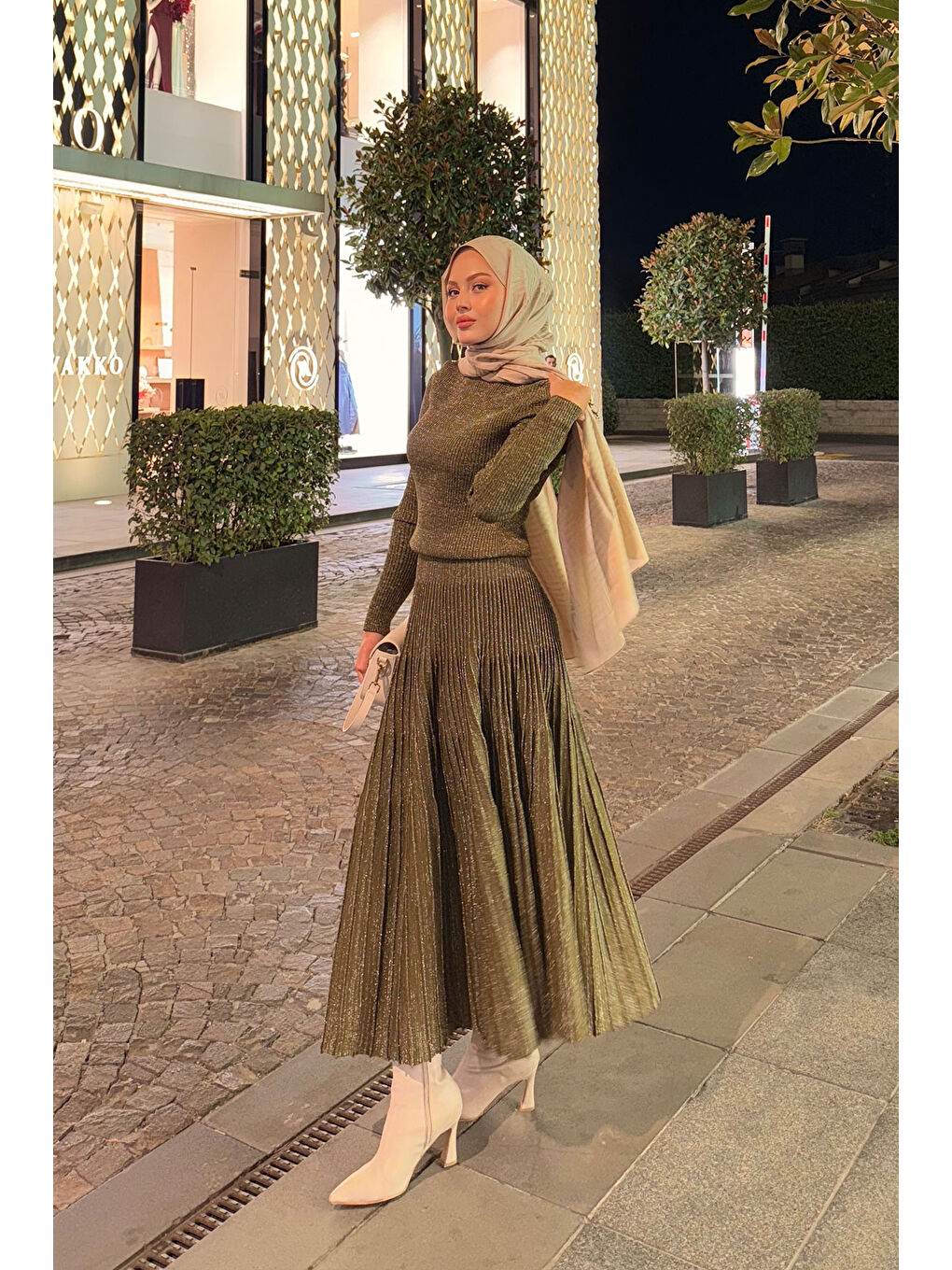 Kadın Sim Detaylı Elbise Yağ Yeşil-3