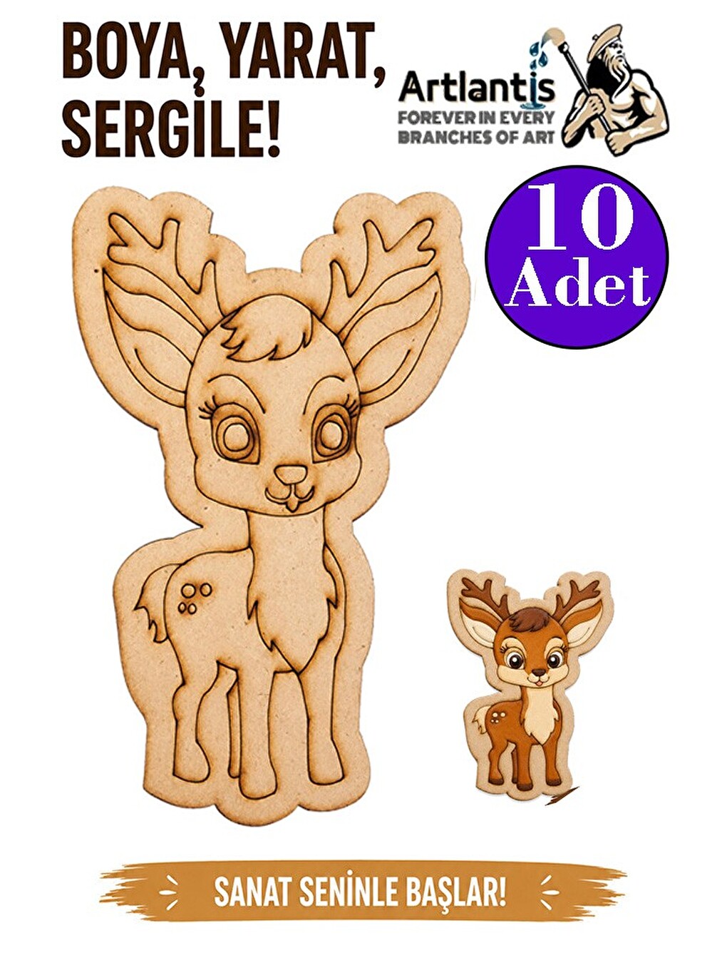Ahşap Boyama Hayvanlar 10 Adet 10x15 Set2 Hayvan Boyama Figürü Etkinlik Çocuk Gelişim Motor Beceri A