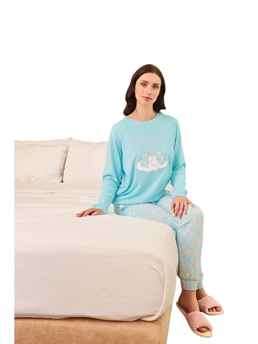 Mavi Kadın Termal Pijama Takım-1