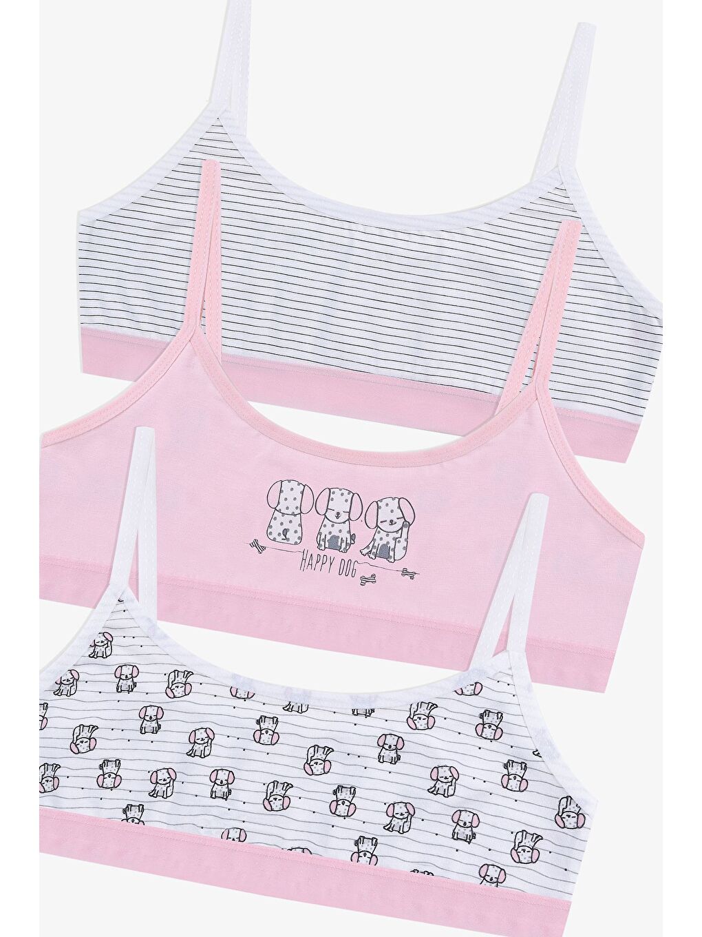 Pembe Kız Çocuk 3'lü İp Askılı Yarım Atlet-4