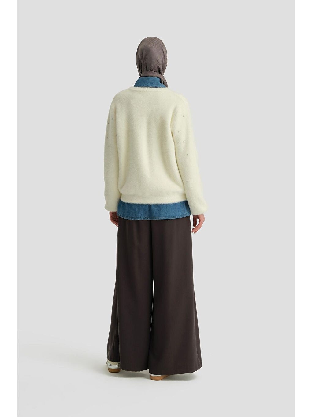 Ekru Taş Detaylı Kazak 24Kd2806 Aytaşı-4