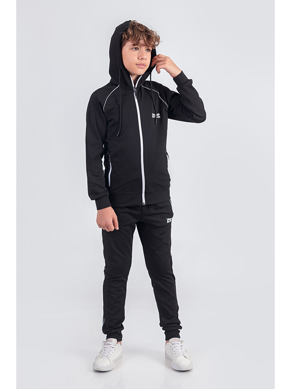 Siyah Kapüşonlu Dalkgıç Kumaş Eşofman Takımı Athletic ESF2242-2