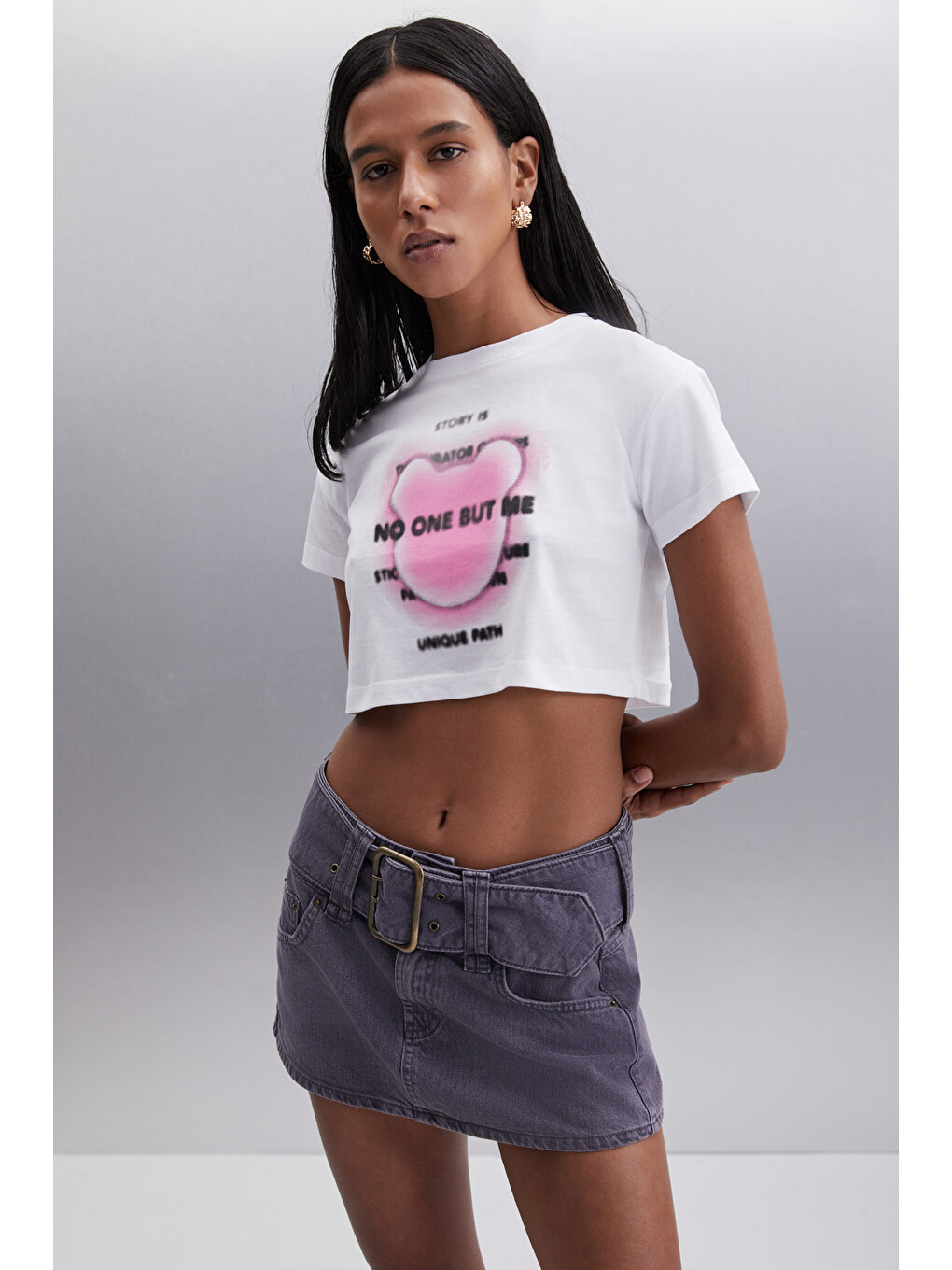 Moran Kadın %100 Pamuk Beyaz-pembe T-shirt-2
