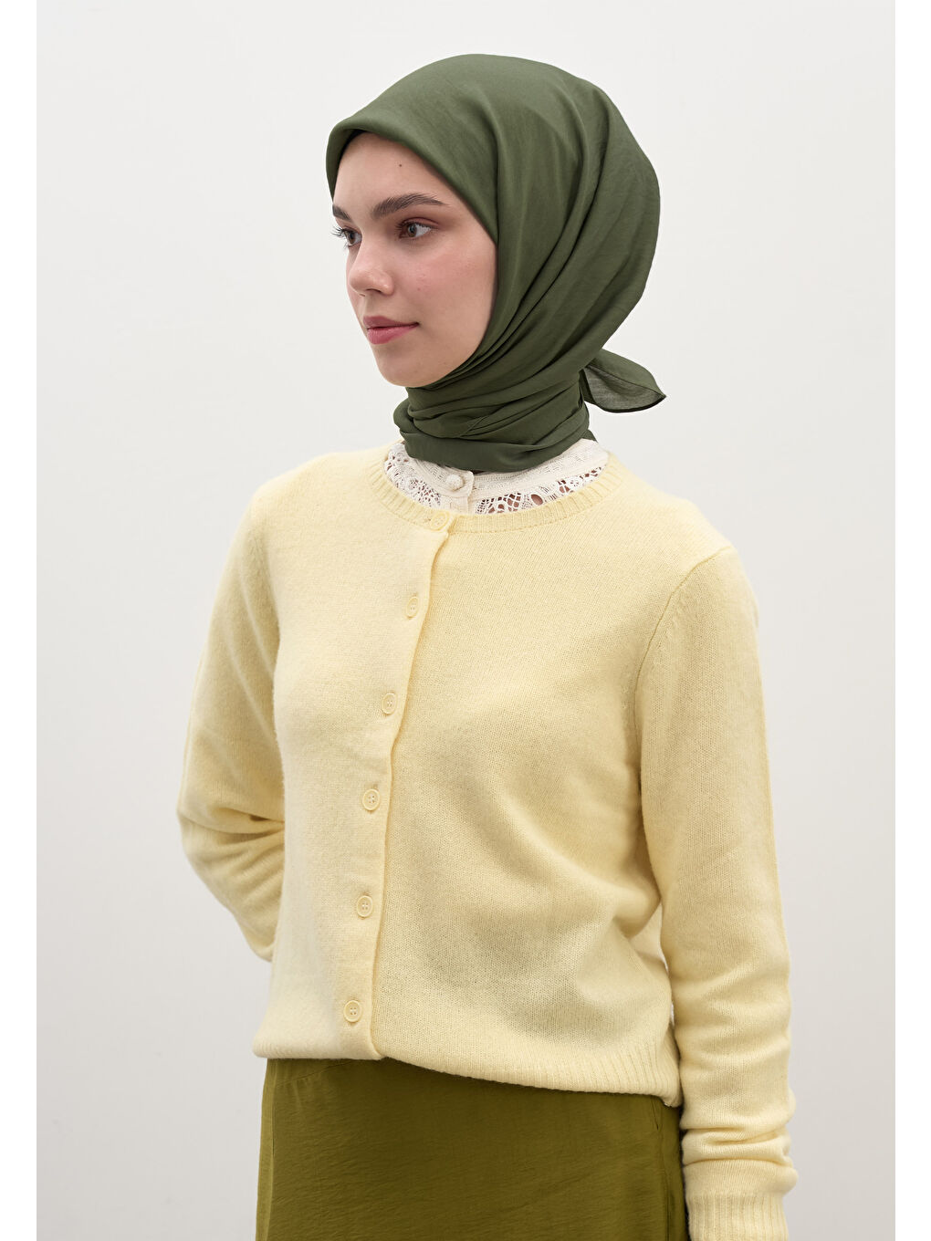 Yeşil PAMUK VİSKON EŞARP YAPRAK