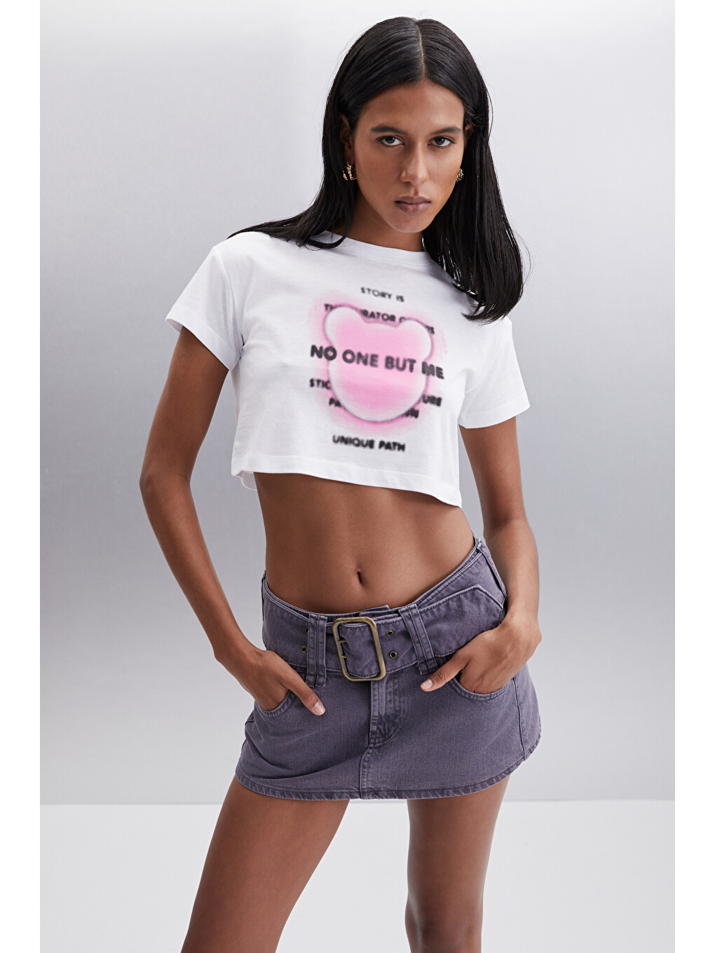 Moran Kadın %100 Pamuk Beyaz-pembe T-shirt-3