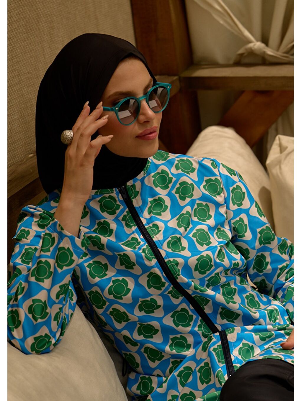 Tesettür Mayo Retro Mavi-5