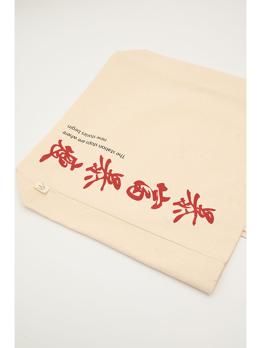 Bej Baskılı Körüklü Bez Çanta Statıon-3