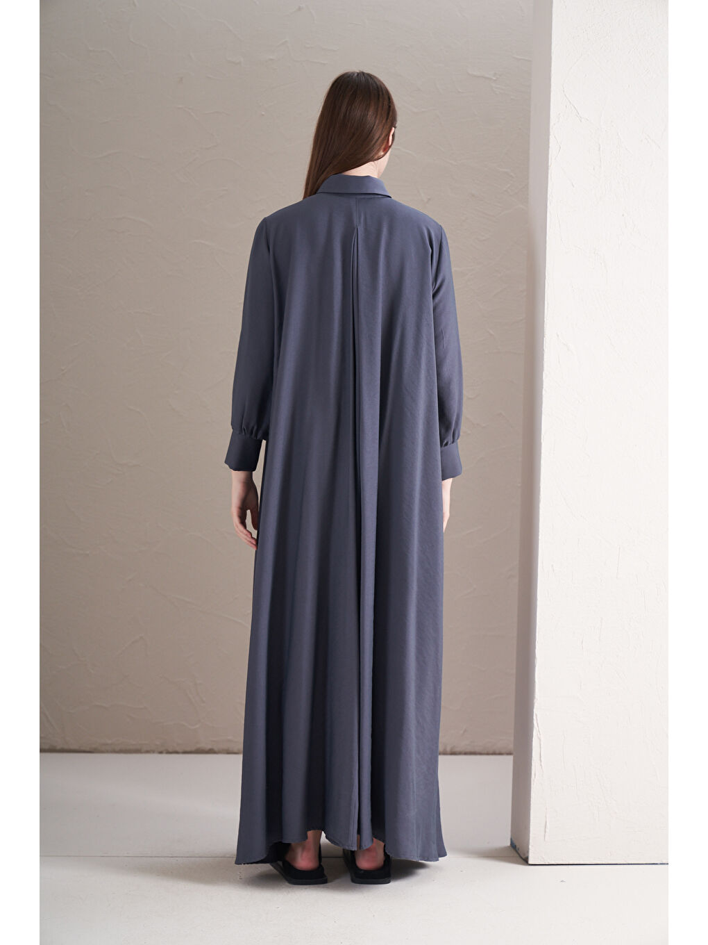 A Pile Ekstra Salaş Modal Elbise İndigo-4