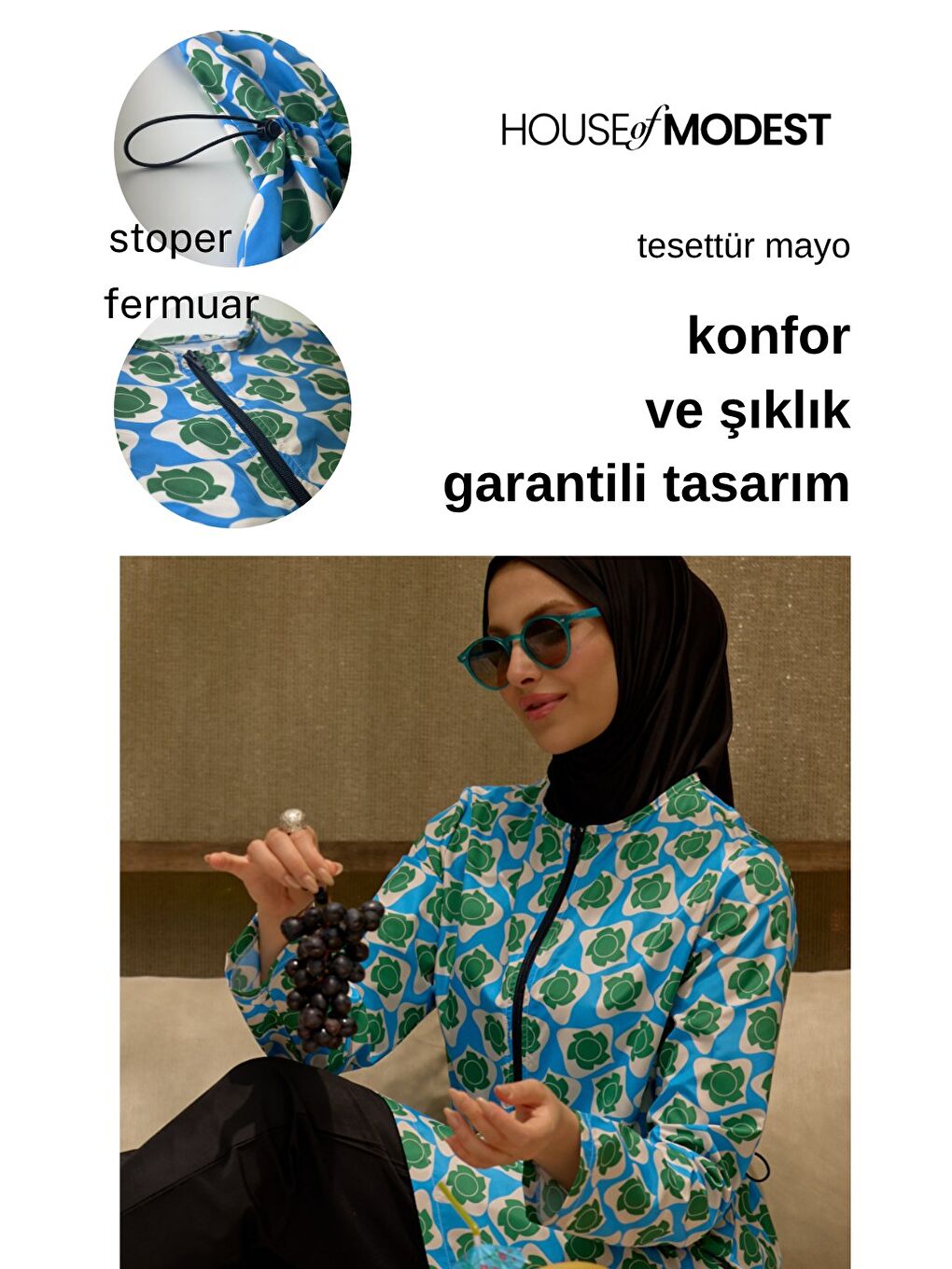 Tesettür Mayo Retro Mavi-7