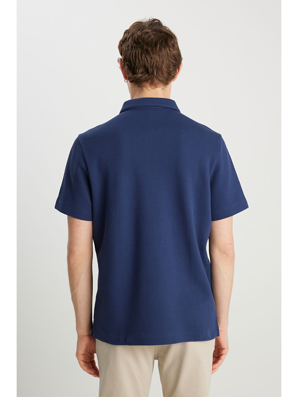 %100 Pamuk Regular Fit Normal Kesim Fermuar Detaylı Lacivert Polo Tişört-4