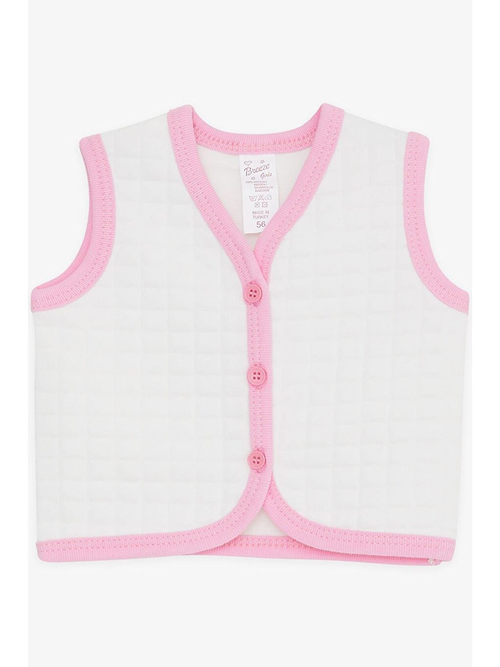 Kız Bebek Yelek Düğmeli Beyaz (4-9 Ay)
