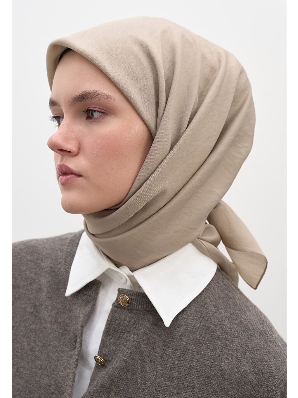 Bej PAMUK VİSKON EŞARP NATUREL BEJ-1