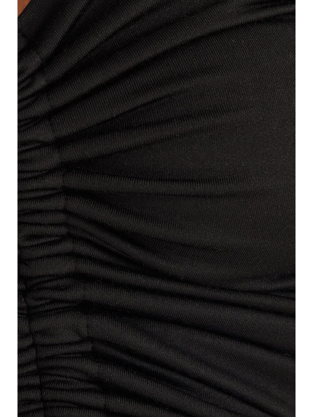 Kadın Slim Fit Dar Kesim Uzun Kollu Büzgülü Siyah Bluz-5