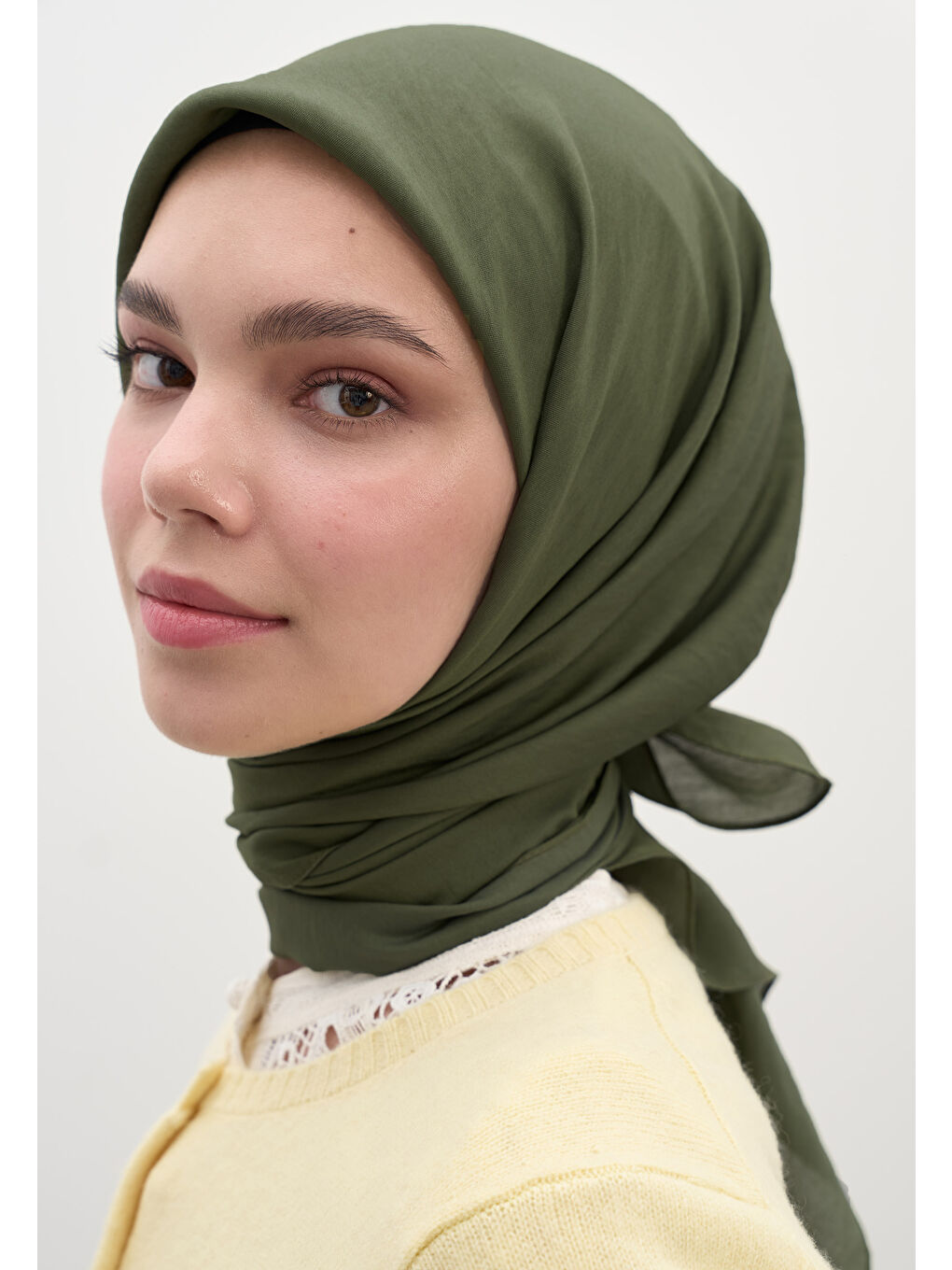 Yeşil PAMUK VİSKON EŞARP YAPRAK-2