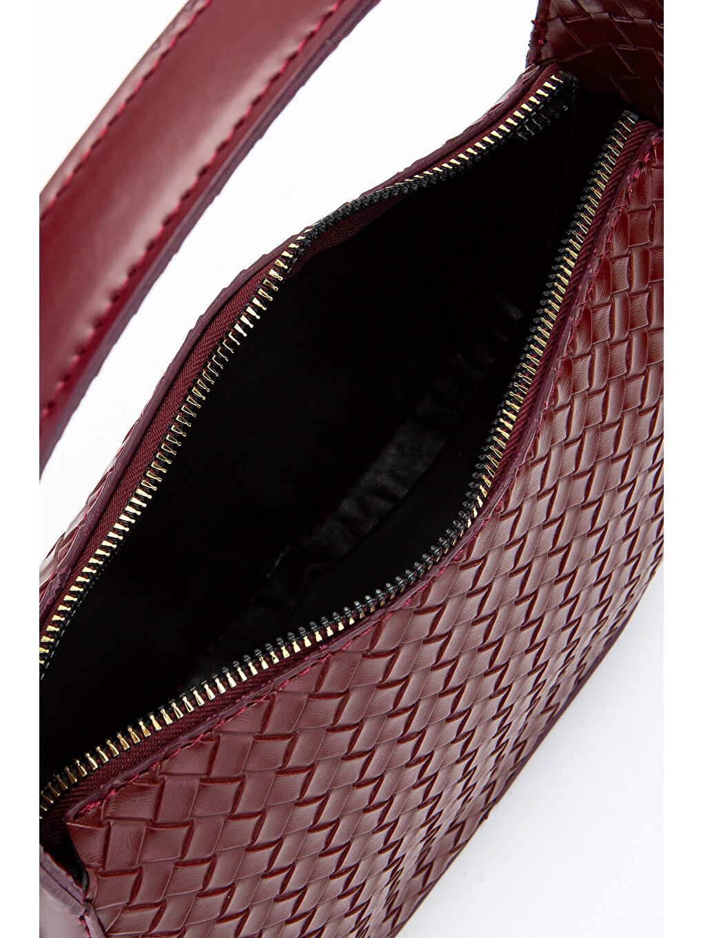 Örgü Detay Baget Fioana Kadın Kol Çanta Bordo-5