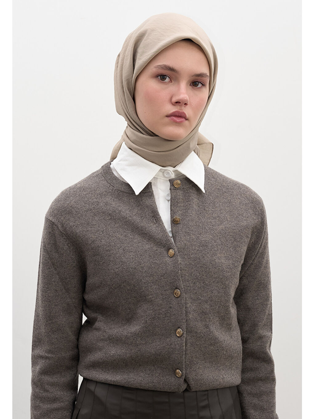 Bej PAMUK VİSKON EŞARP NATUREL BEJ-2