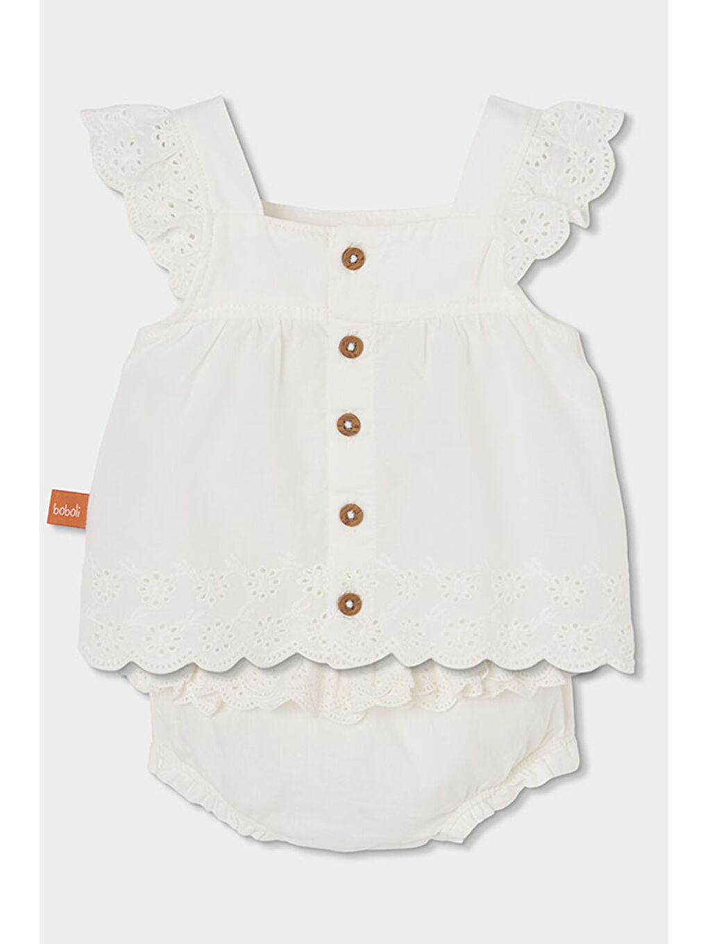 Kolları Fırfırlı 2'li Takım 6-24 Ay Beyaz-1