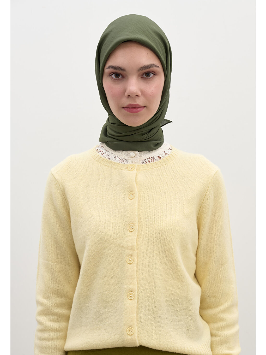 Yeşil PAMUK VİSKON EŞARP YAPRAK-3