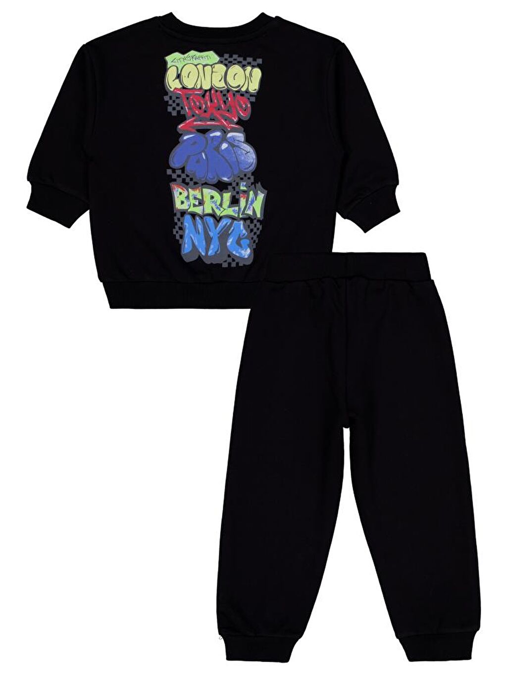 Siyah Boys NYC Baskılı 2-5 Yaş Eşofman Takımı-1