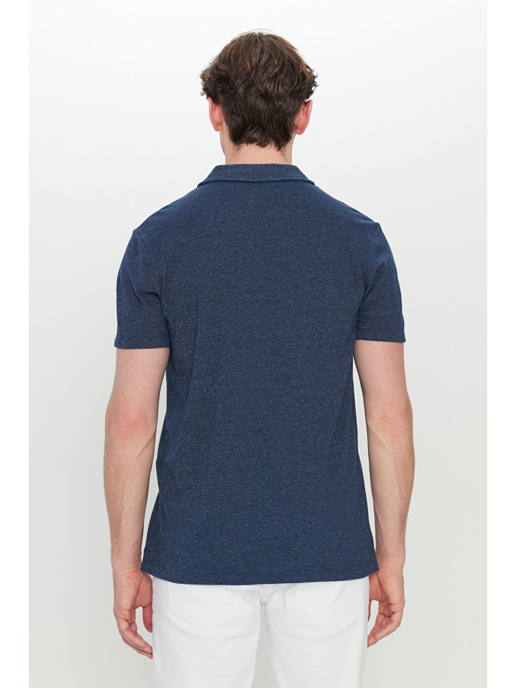 Erkek Lacivert Pamuklu Slim Fit Dar Kesim Polo Yaka Tişört-4