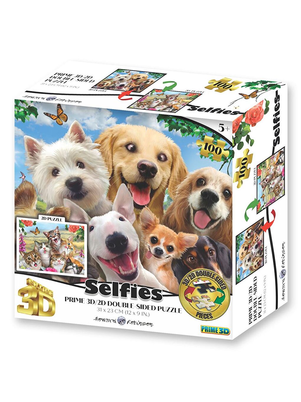 Köpek ve Kedi Selfie Çift Taraflı Puzzle 100 Parça 15052