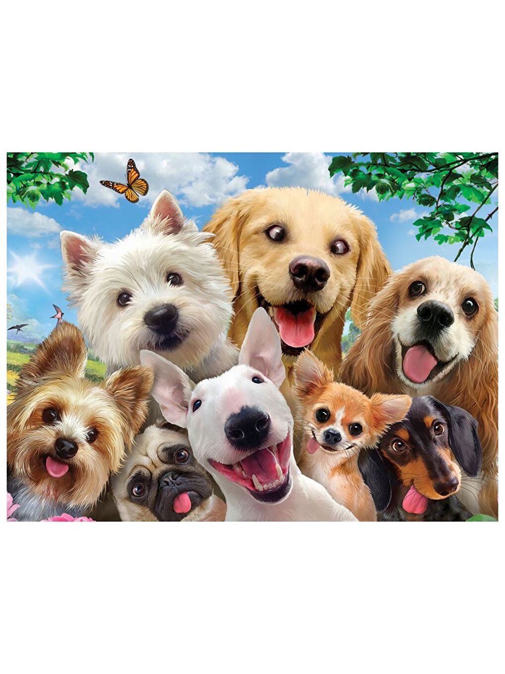 Köpek ve Kedi Selfie Çift Taraflı Puzzle 100 Parça 15052-1