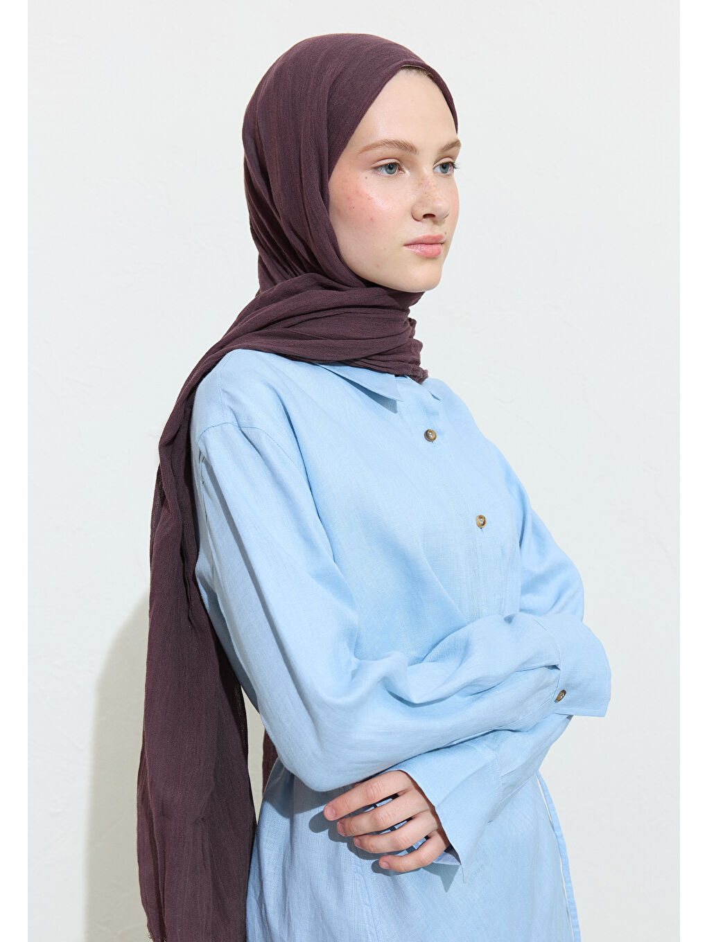 Mürdüm PAMUKLU KETEN ŞAL BLACK GRAPE SODA-3