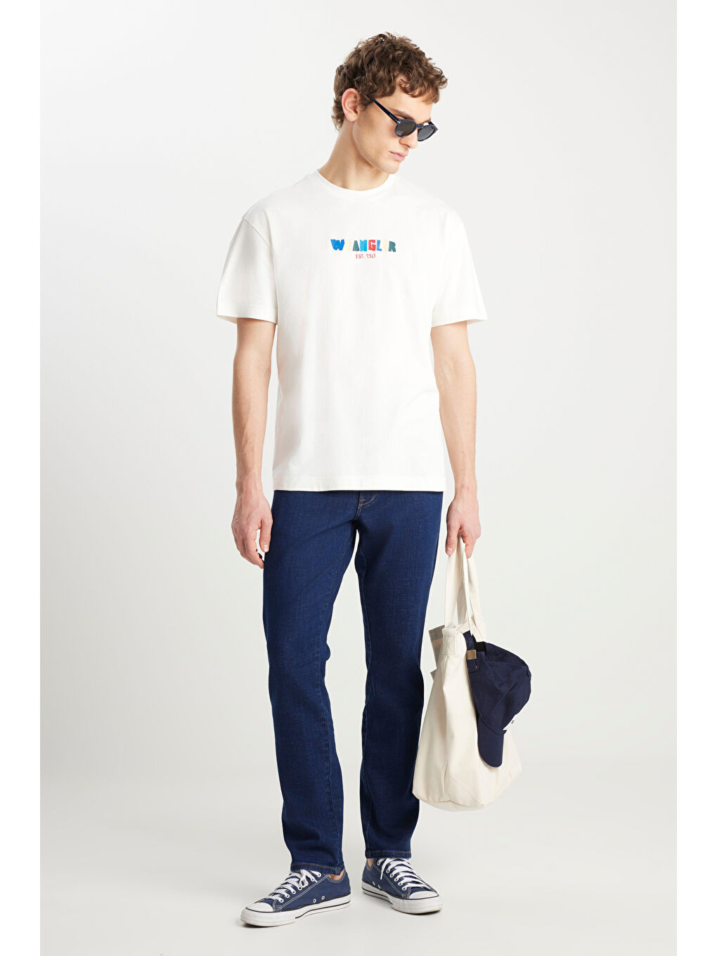 Beyaz %100 Pamuk Relaxed Fit Geniş Kesim Bisiklet Yaka Ekru Tişört-2