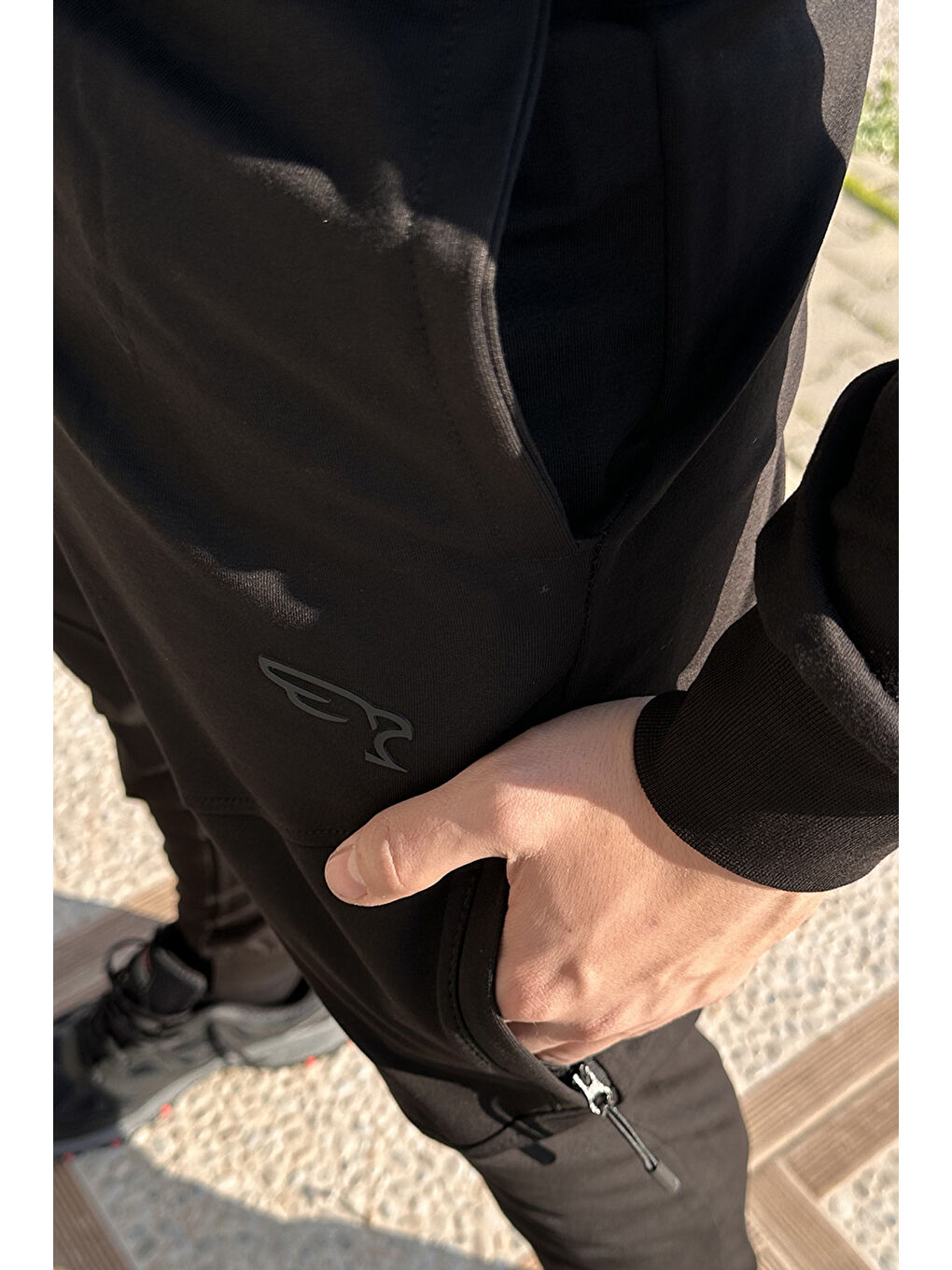 Paçası Beli Lastikli 3 Cepli Fermuar Detaylı Erkek Eşofman Altı 6630 Siyah-2